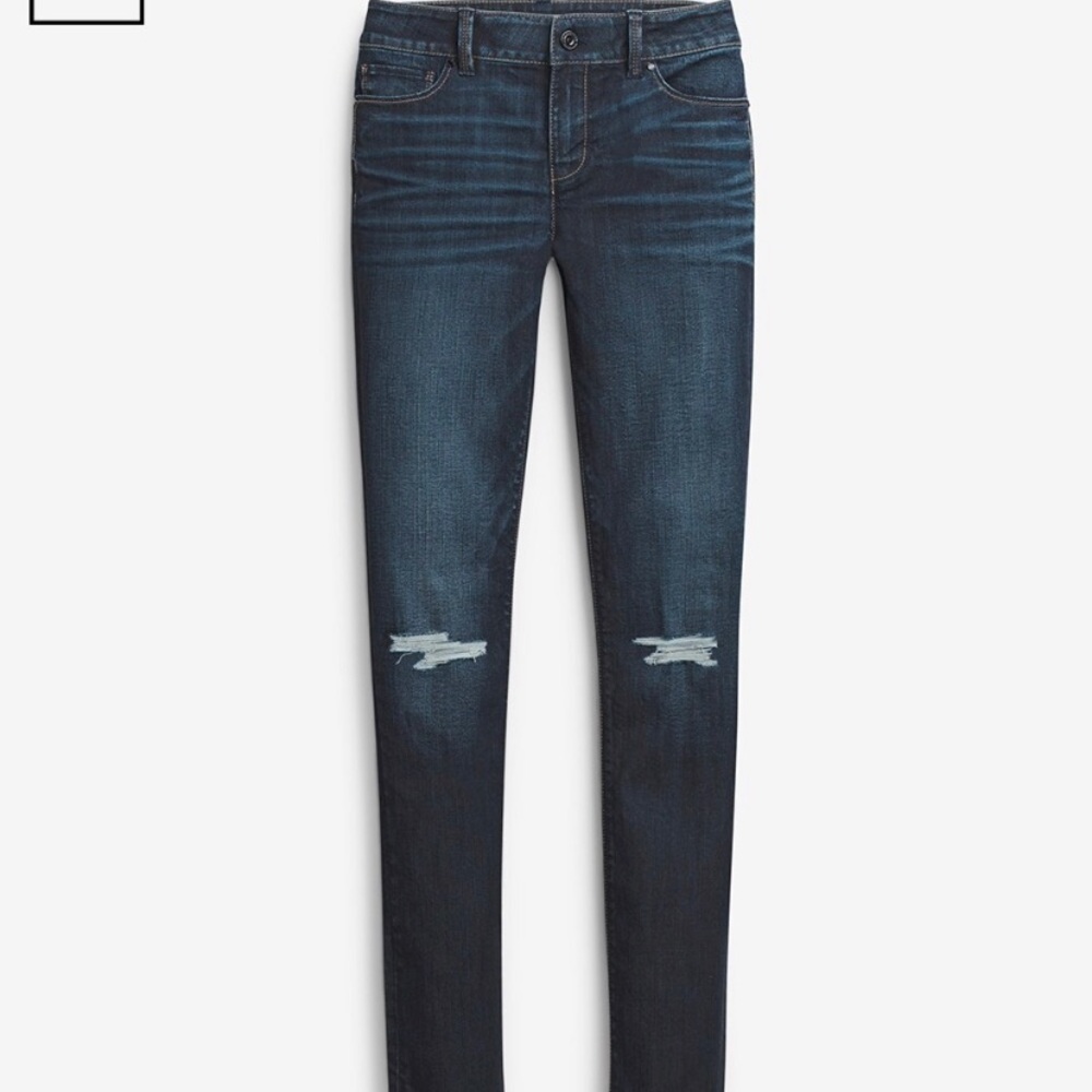 White House Black Market Deconstructed Skimmer Jeans | Size 2P | Dark Wash